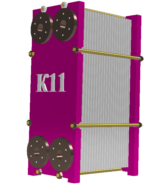 3D модель Пластинчатый теплообменник (ПТО) для отопления, Q=500кВт