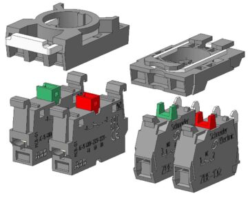 3D модель Колодка монтажная и Фиксирующая пластина с блоком контакторов