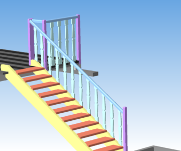 3D модель Двухмаршевая лестница с площадкой
