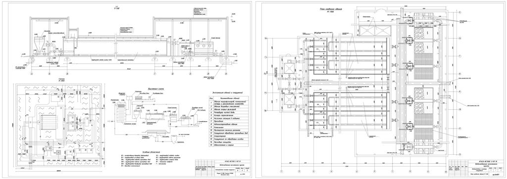 Чертеж Водопроводные очистные сооружения производительностью 64500 м3/сут