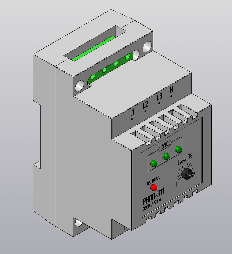 3D модель Реле контроля фаз для 3-х фазных сетей (РНПП-311)