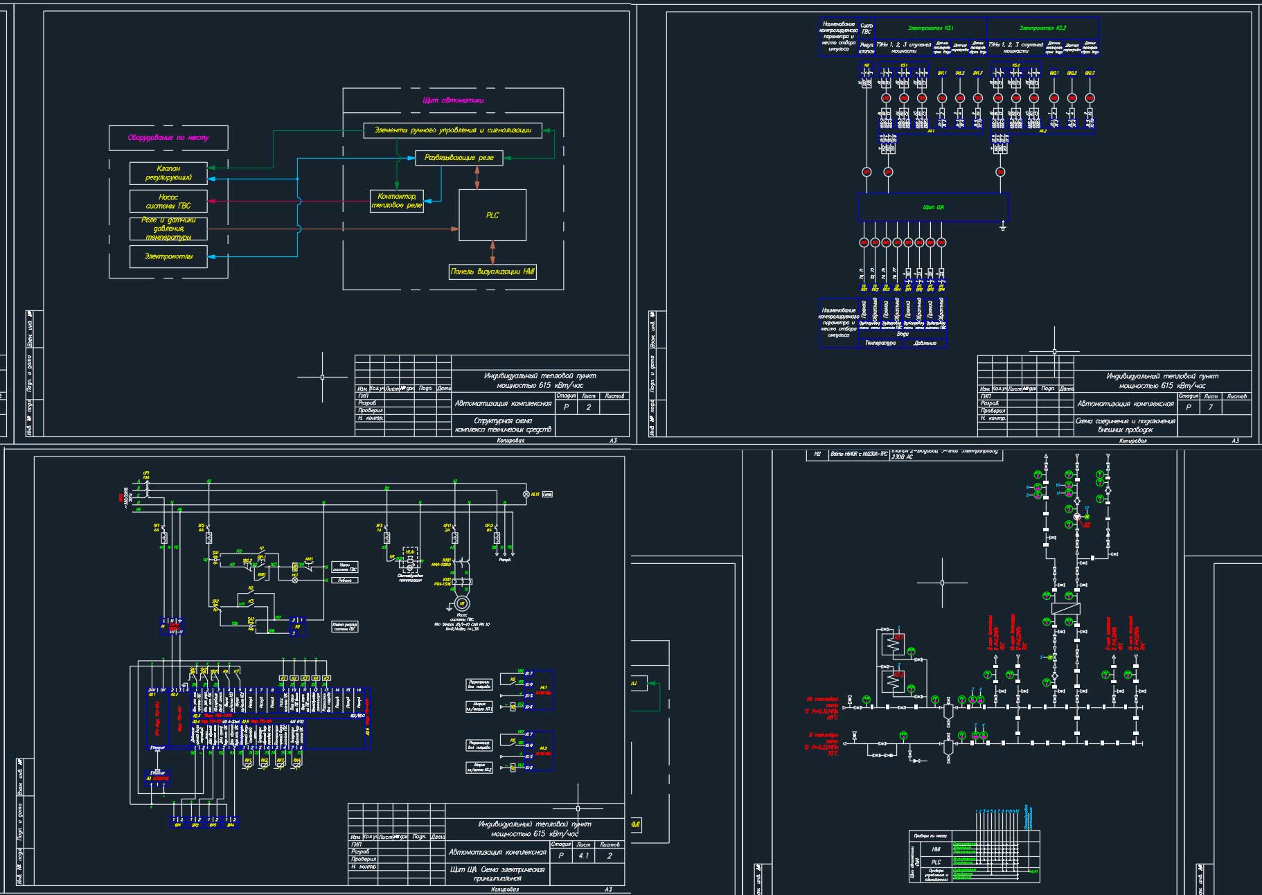 Чертеж Автоматизация ИТП мощностью 615 кВт/час