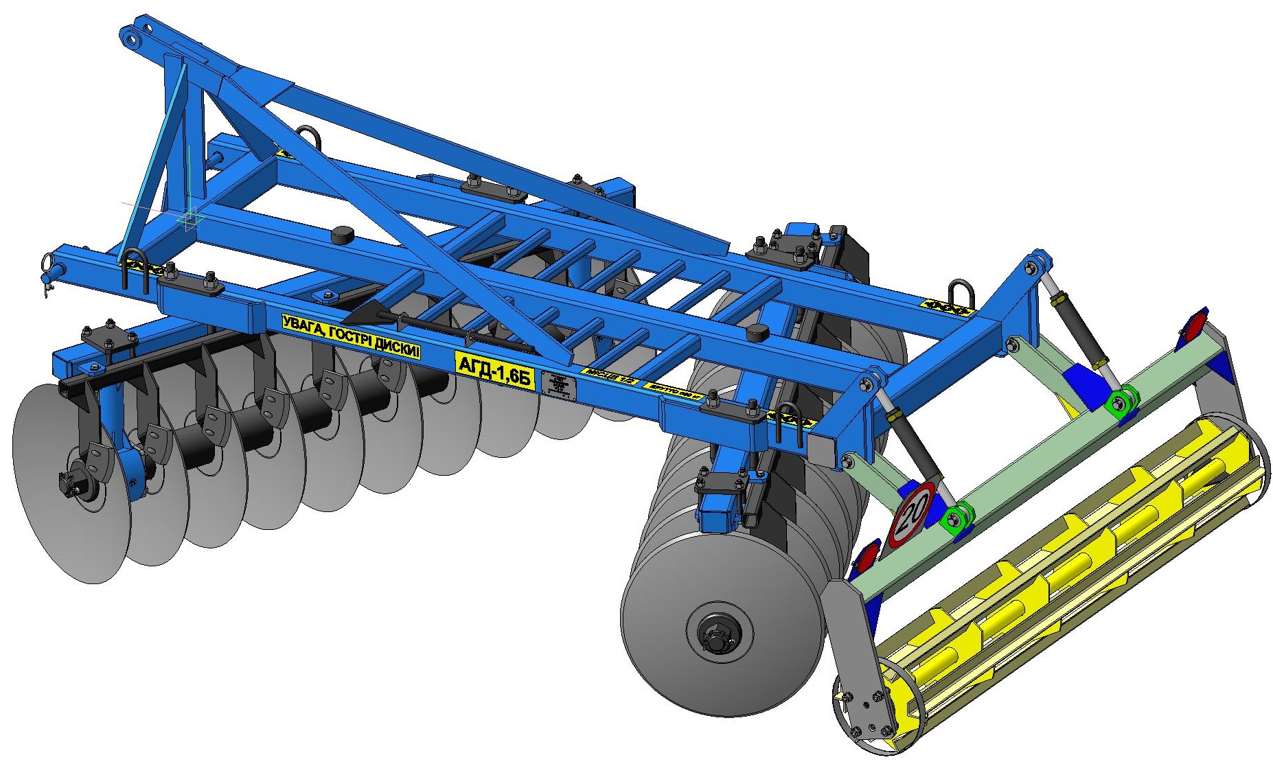 3D модель Дисковая борона навесная шириной - 1860 ± 50