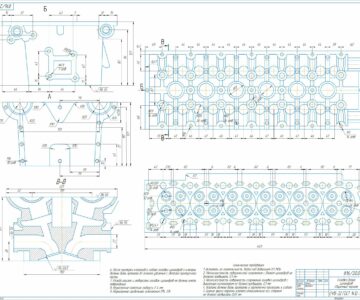 Чертеж Расчет шестицилиндрового дизельного двигателя с разработкой головки блока цилиндров