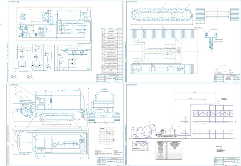 Чертеж Модернизация бетононасоса на гусеничном ходу с макс. давлением 16МПа