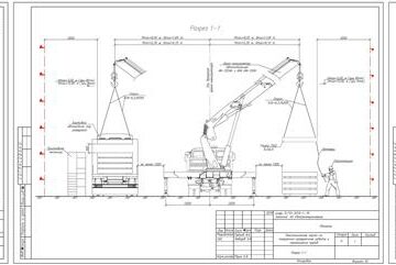 Чертеж Технологическая карта на погрузочно-разгрузочные работы и перемещение грузов кран-манипулятором автомобильным АМ-СЕ2К4 с КМУ ИМ-150N