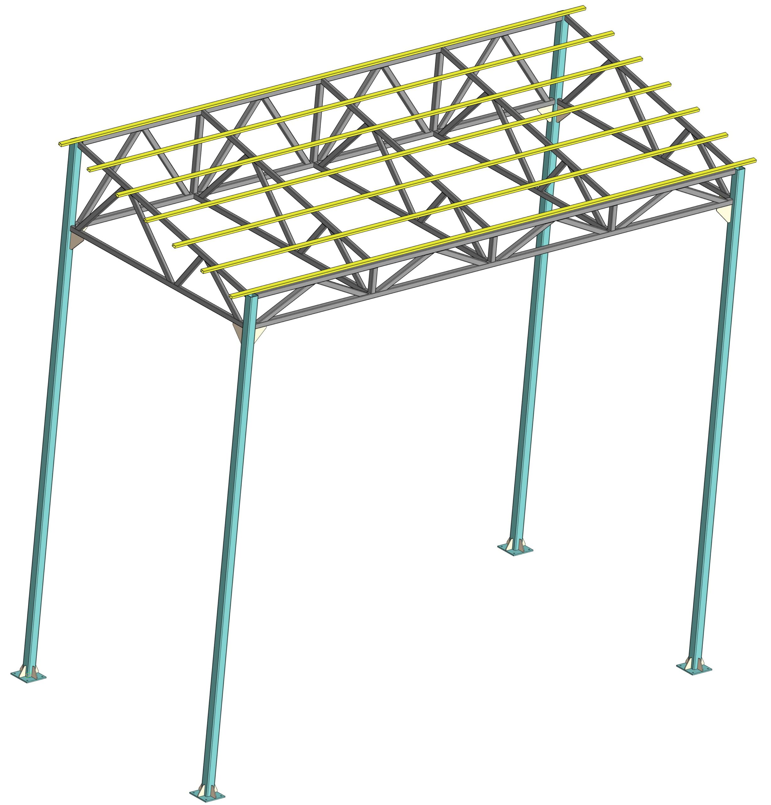 3D модель Навес из профильной трубы 7000х3160х6000