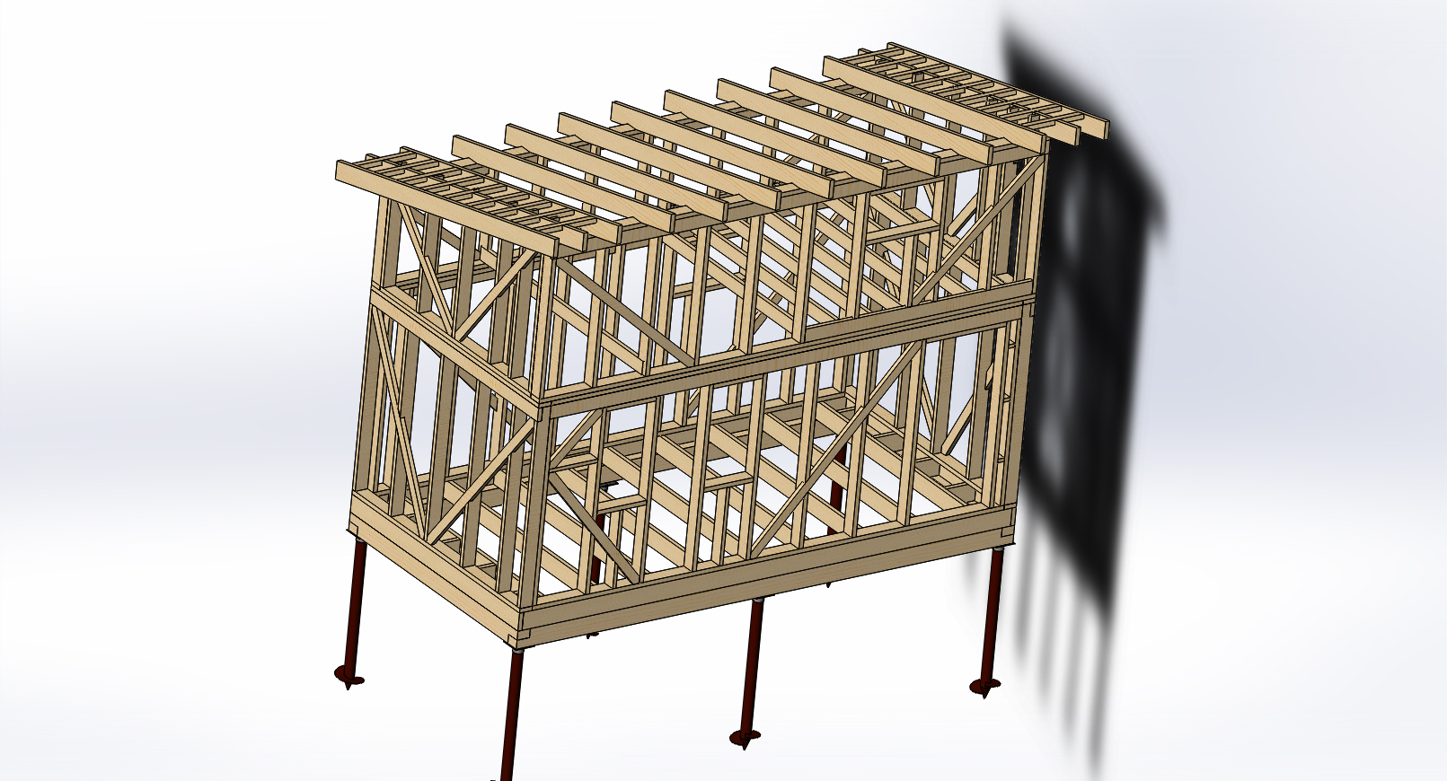 3D модель Каркасный мини дом 6X3 с антресолью