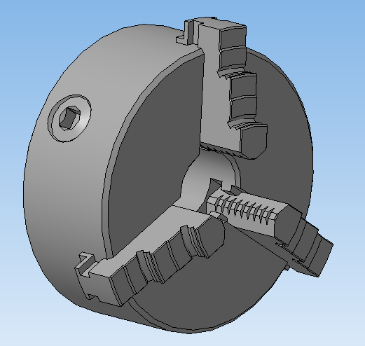 3D модель 3D модель трехкулачкового патрона диаметром 160 мм. ГОСТ 2675 - 80. Тип 1