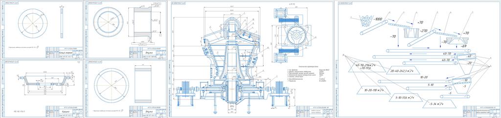 Чертеж Расчет конусной дробилки крупного дробления