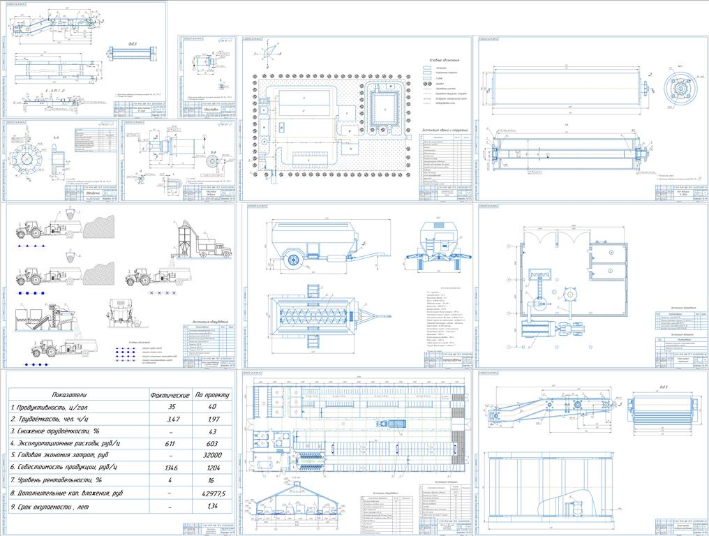 Чертеж Совершенствование механизации трудоемких процессов на молочно-товарной ферме с модернизацией выгрузного транспортера ИСРК-12