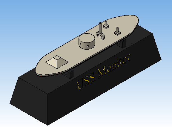 3D модель Модель броненосца времён гражданской войны в США "Monitor"