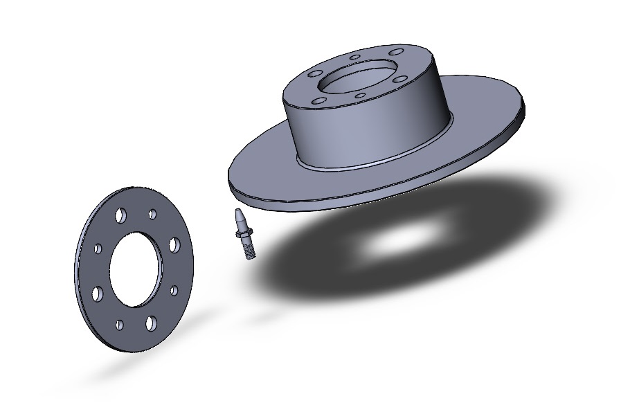 3D модель Тормозной диск ВАЗ 2101-2107 + проставка колеса + направляющие шпильки
