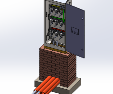 3D модель Шкаф электрический 0,4 кВ, на фундаменте