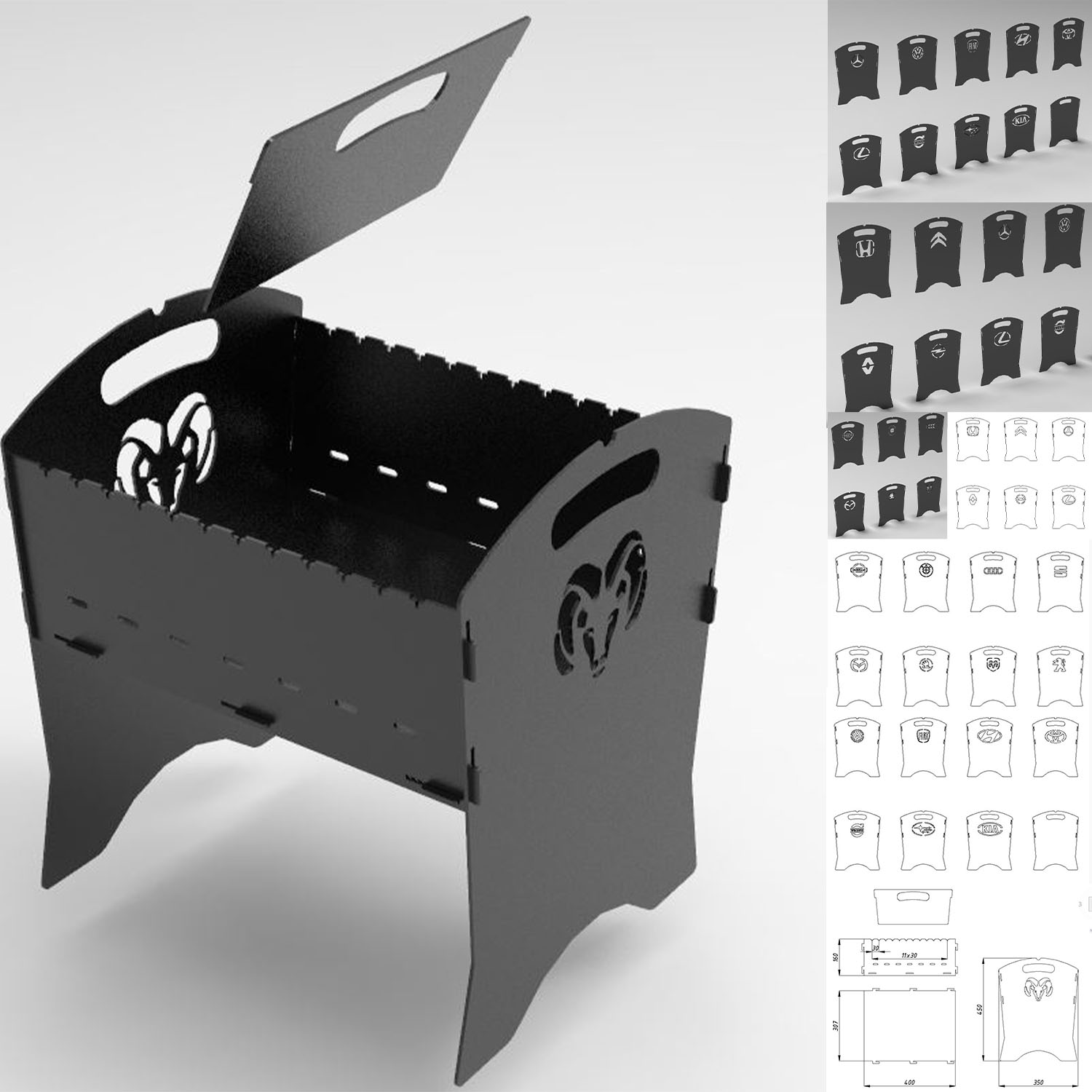 Мангал разборный хх - Чертежи, 3D Модели, Проекты, Модели для станков ЧПУ