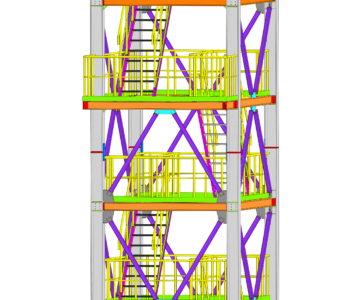 3D модель Лестница обслуживания 5320х3700 высотой 24120 м
