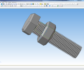 3D модель 2х заходный 4 резьбовой Болт