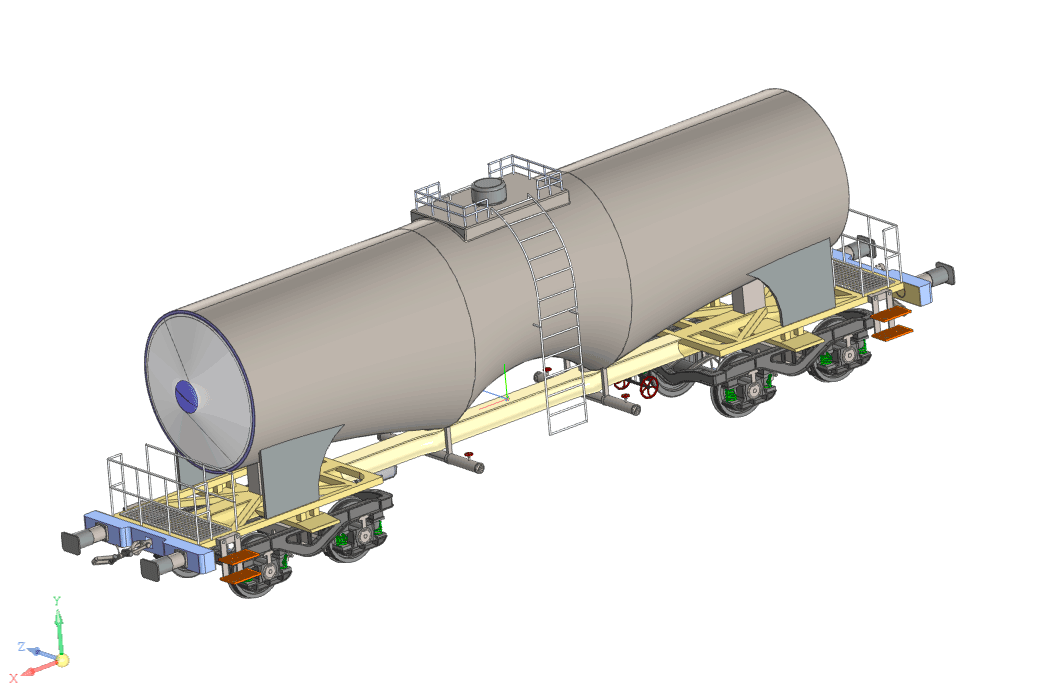 3D модель Железнодорожная цистерна четырехосная 3D
