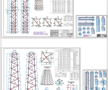 Чертеж Стойка нижняя ТС-34 и стойка верхняя ТС-38 по серии 3.407.9-172. Прожекторные мачты и отдельно стоящие молниеотводы.