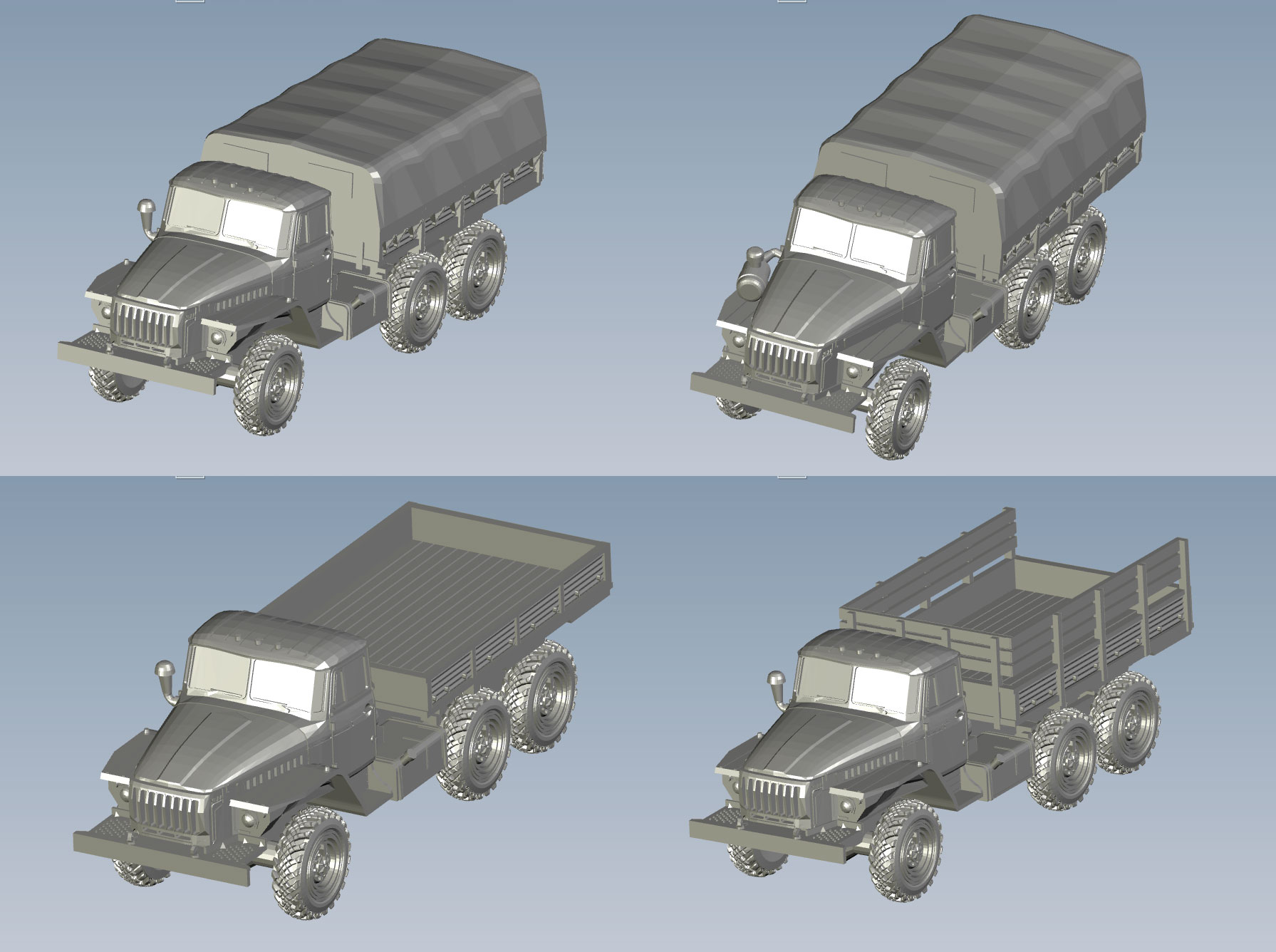 3D модель Урал-4320 (военный) STL для 3D