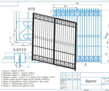3D модель Чертёж и 3Д модель сварных распашных ворот по ТЗ