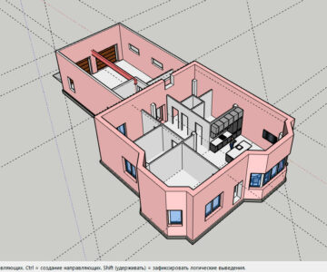 3D модель Частный коттедж с гаражом в SketchUp