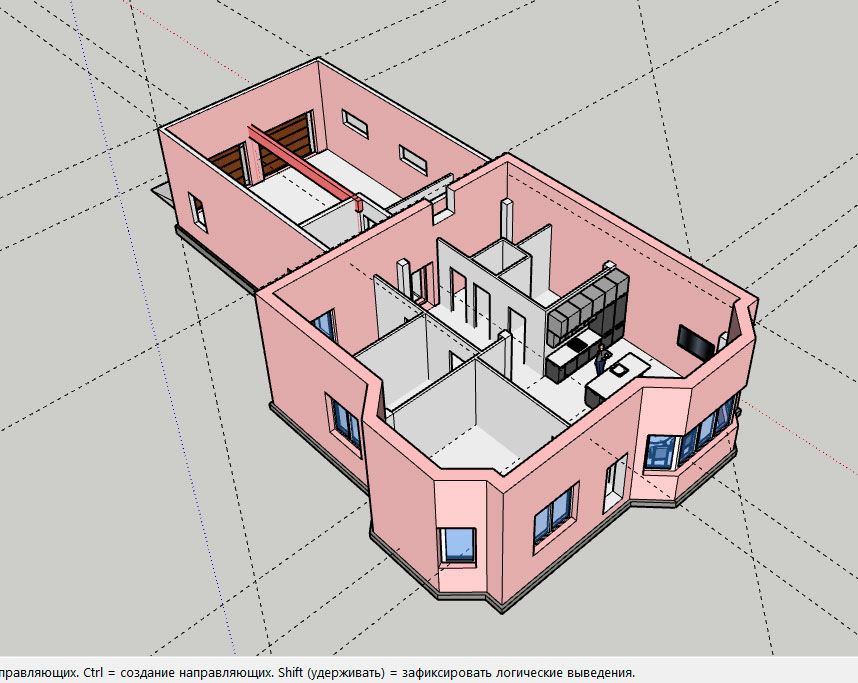 3D модель Частный коттедж с гаражом в SketchUp