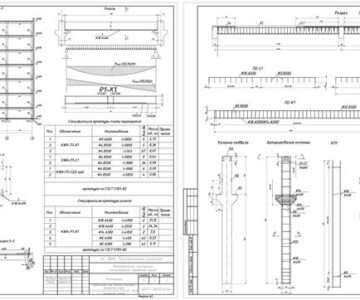Чертеж Расчет элемента сборного балочного перекрытия, проектирование ригеля, колонны, монолитного ребристого перекрытия