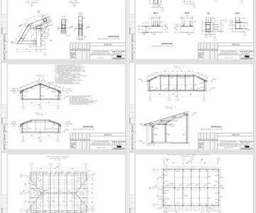 Чертеж Проект металлоконструкций каркаса мансардного этажа 18x12 м