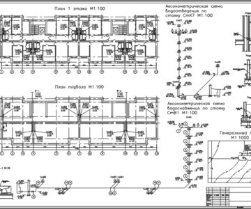 Чертеж Проектирование и гидравлический расчет систем внутреннего водоснабжения и водоотведения 7 - этажного жилого дома