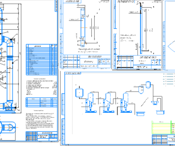 Чертеж Проект трёхкорпусная вакуум-выпарная установка производительностью   23000 кг/час