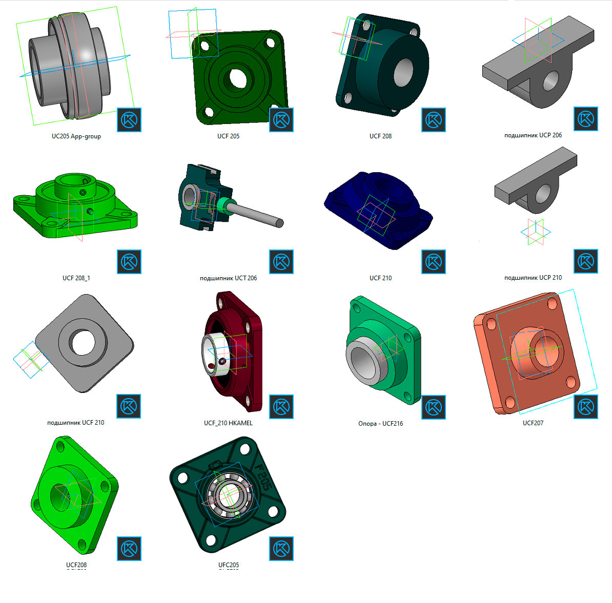 3D модель Подшипниковые узлы UCF