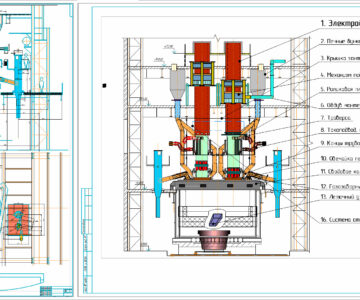 Чертеж Электрододержатели дуговой печи