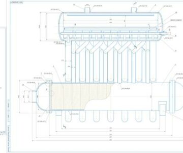 Чертеж Двухкорпусной парогенератор насыщенного пара для судовой ЯЭУ