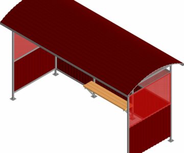 3D модель Остановочный павильон для установки на маршрутах общественного транспорта. Размеры (ДхШхВ), мм: 4490х1980х2640