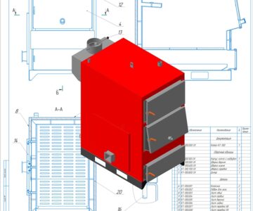 3D модель Котел твердотопливный  100 кВт