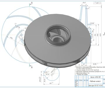 Чертеж Рабочее колесо насоса К90/85