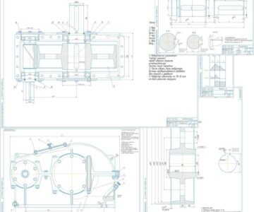 Чертеж Проектирование редуктора зубчатого цилиндрического u=6,3