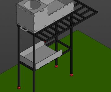 3D модель Мангал 700х300х311мм Сталь 6мм. + подставка со столешницей. Общий габарит 972х550х1318мм