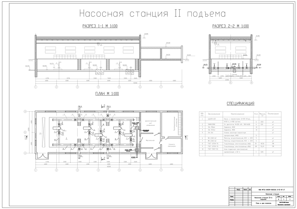 Чертеж Водопроводная насосная станция II - го подъёма