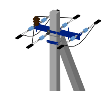 Чертеж 3D модель опоры 10 кВ АтБ10-21 (упрощенная)
