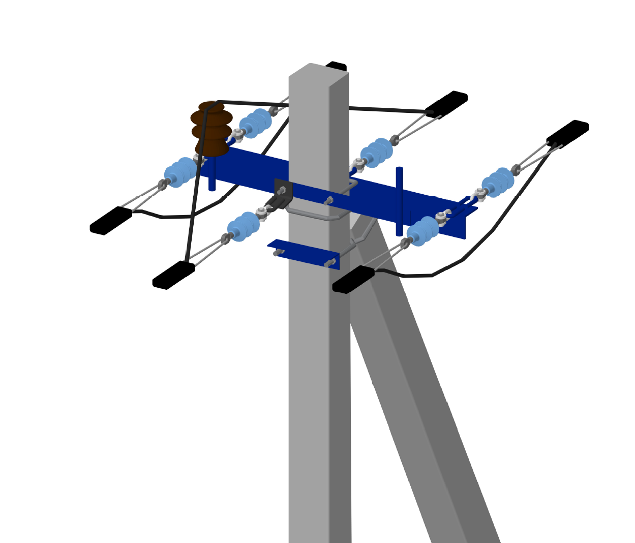 Чертеж 3D модель опоры 10 кВ АтБ10-21 (упрощенная)