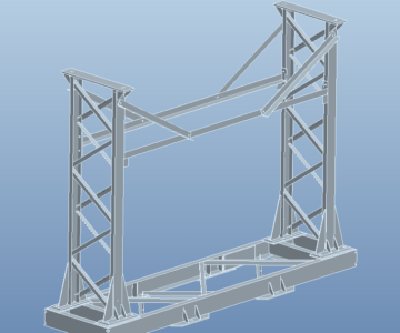 3D модель Металлоконструкция, стойки на опорной раме