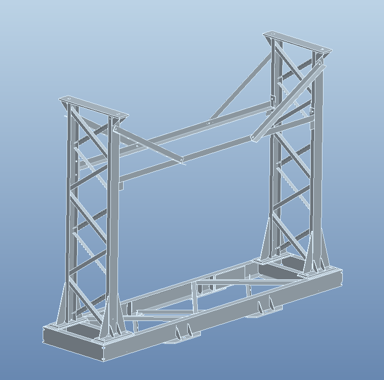 3D модель Металлоконструкция, стойки на опорной раме
