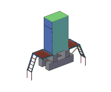 3D модель КРН на фундаменте с площадкой обслуживания