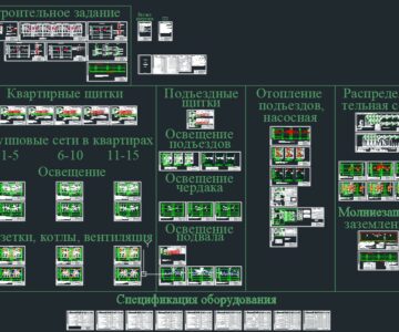 Чертеж Силовое электрооборудование и освещение многоквартирного дома