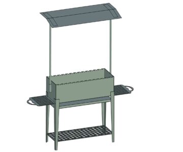 3D модель Мангал стационарный высотой 1650 с крышей