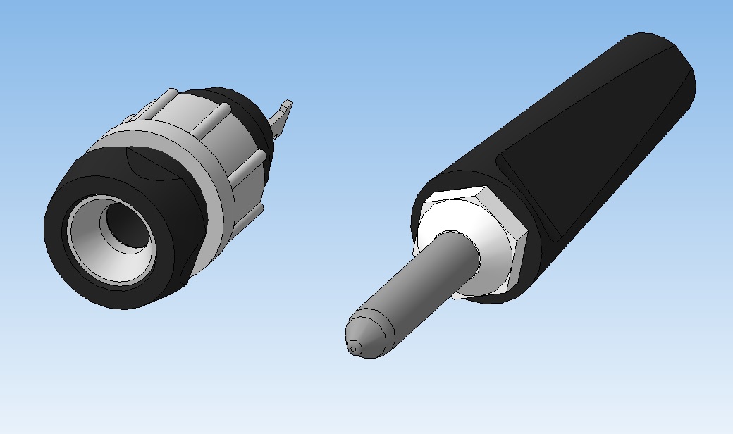 3D модель Гнездо Г4,0 и штепсель Ш4,0 ТУ 6315-002-07593842-97