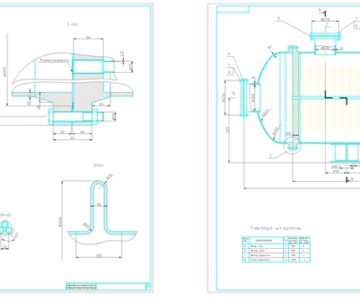 Чертеж Чертеж теплообменника общего вида (диаметр 1000 мм)