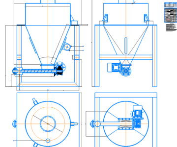 Чертеж Бункер-дозатор на 3х опорах